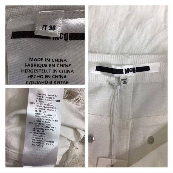 McQ by Alexander McQueen Denim Mini Skirt White Short Hybird Lace Size IT 38 - Picture 8 of 8